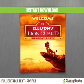 The Lion Guard Birthday Welcome Sign 